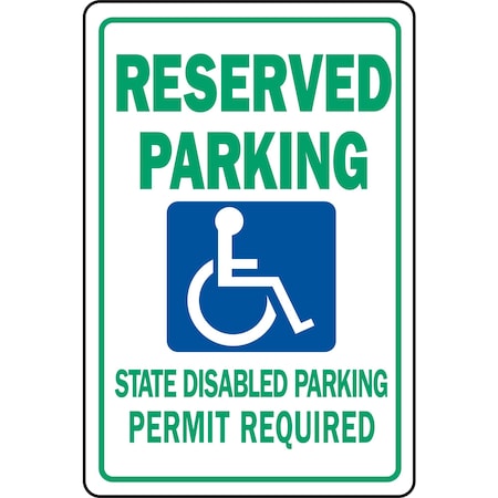Hy-Ko Reserved Parking State Permit Sign 12" x 18" A00042